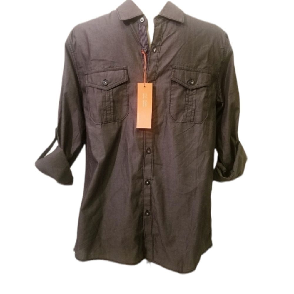Michael Brandon Dark‎ Grey Button Down Sz S